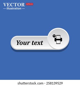 Black icon on white button for web sites. Blue background with shadow. Printer with wi-fi connection. icon. vector design