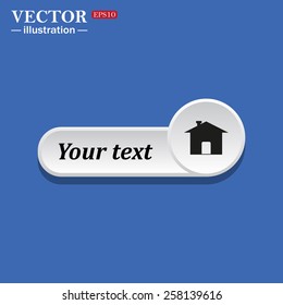 Black icon on white button for web sites. Blue background with shadow. Home. icon. vector design