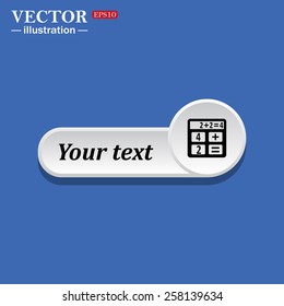 Black icon on white button for web sites. Blue background with shadow. icon calculator. icon. vector design