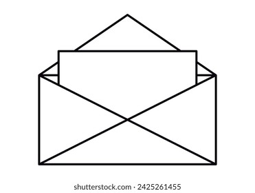 Black icon of open letter in an envelope.