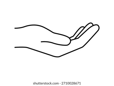 Black icon of an open outstretched hand