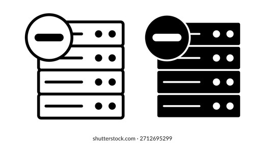 Ein schwarzes Symbolpaket, das die Entfernung von Indikatoren auf Servern für die Verarbeitung sauberer Daten und Systemaufgaben veranschaulicht.