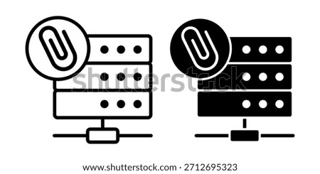 A black icon pack representing file attachment functions within server environments for organized digital work.