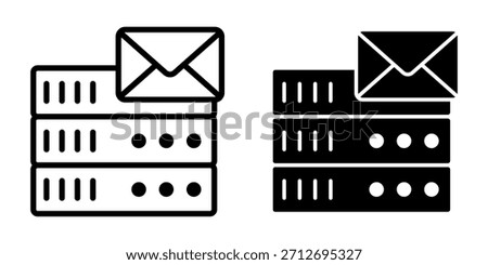 A black icon pack showing mail notifications combined with server units for messaging alerts and system updates.