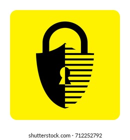 black icon padlock and shield. logo design
security