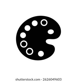 Black Icon of a Paint Palette with Multiple Color Spots