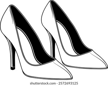 black icon of a pair of high heels or shoes without background