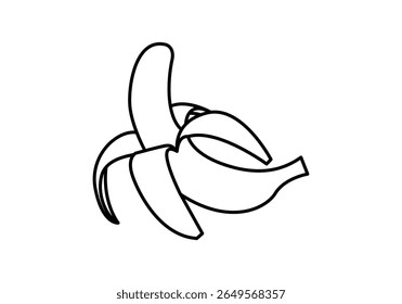 Ícone preto de banana descascada