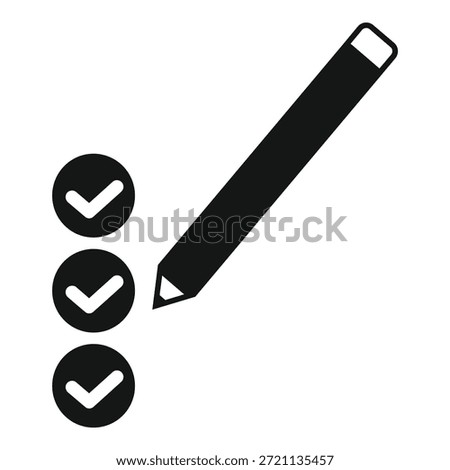 Black icon of a pencil checking off boxes on a checklist, representing the concept of completing tasks