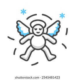 Black icon of a person creating a snow angel, capturing winter enjoyment.