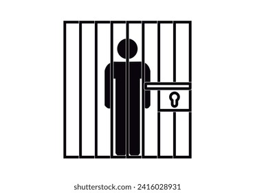 Black icon of person locked in jail.