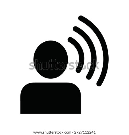 Black icon of person shouting or talking loudly on white background
