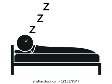 Black icon of person sleeping and dreaming.