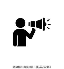 Black Icon of a Person Talking into a Megaphone for Communication