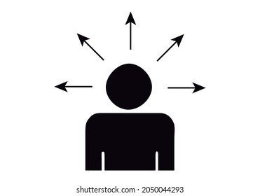 Black icon of person thinking about a decision.