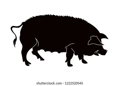 
Black icon pig silhouette. Vector illustration isolated on white background.