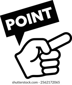 Black icon of POINT with pointing picture