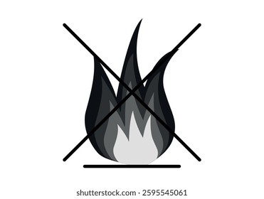 Black icon prohibiting making fire and bonfires