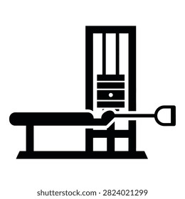 Black icon of a rack and pinion machine tool on a white background, industrial concept