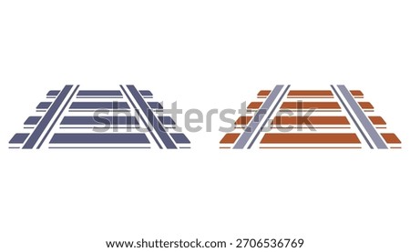 Black icon of a railroad track. Rails and sleepers. Flat illustration.
