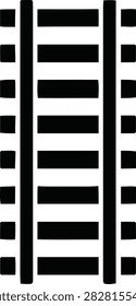 Black icon representing a railway track or train rails, symbolizing transportation, travel, logistics, and infrastructure.