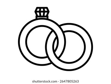 Black icon of ring and wedding rings