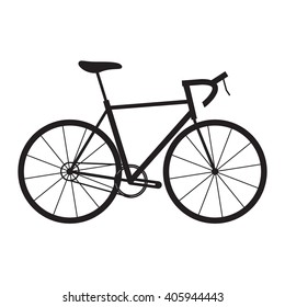 Black icon of road bike on white background