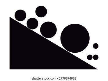Black icon of a rockfall on a hillside.