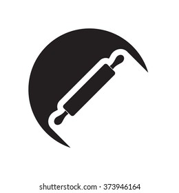 black icon with rolling pin and white stylized shadow