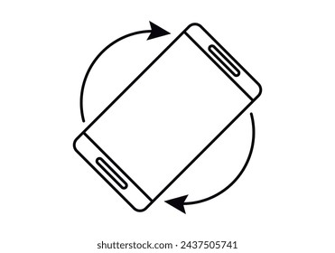 Schwarzes Symbol für das Drehen eines Smartphones auf weißem Hintergrund.