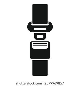 Black icon of a safety belt buckle, representing car safety and accident prevention