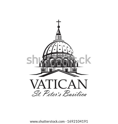 black icon of Saint Peters Basilica at Vatican isolated on white background