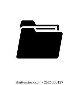 Black Icon of a School Folder with Papers Inside for Educational Themes