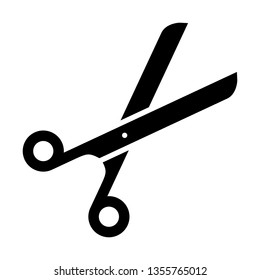 black icon of scissors on white background