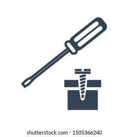 black icon screwdriver and screw