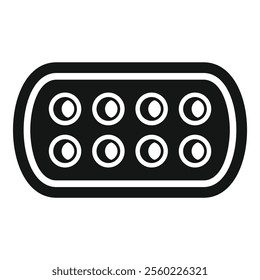 Black icon of a serial port connector enabling data transmission between computer peripherals