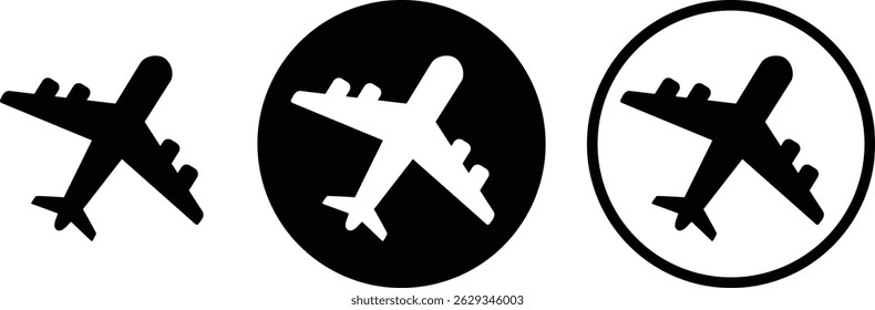 Black icon set for airplanes