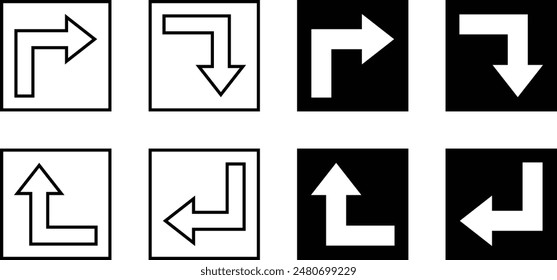 Black icon set of arrows
