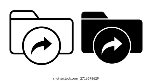 Ein schwarzes Symbol, das Ordner mit Freigabesymbolen anzeigt, um Dateien zu verteilen, an Dokumenten zusammenzuarbeiten und gemeinsam genutzten Speicher zu verwalten.