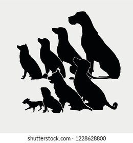 black icon set dogs. vector