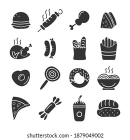 black icon set, fast food, suitable for use in digital media and print media.