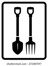 black icon with set garden tools silhouette