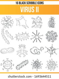 Black Icon Set Scribble Virus II
