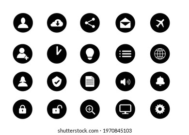 Black icon set. Web icon set. all are 20 icons. website icon. Black icon web vector collection