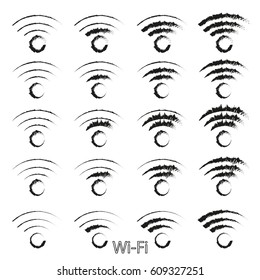 Black icon set wi-fi vector
