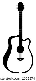 Ícone preto sombra de guitarra Em um fundo branco isolado
