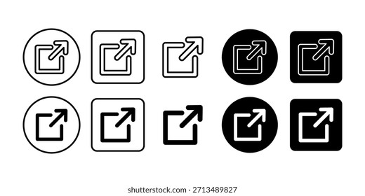 Schwarzes Symbol eines Freigabepfeils, der die gemeinsame Nutzung von Inhalten, digitale Kommunikation und Online-Postverteilung darstellt.