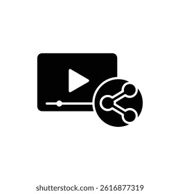 Black Icon of Share Symbol Next to Video for Social Media Promotion and Distribution