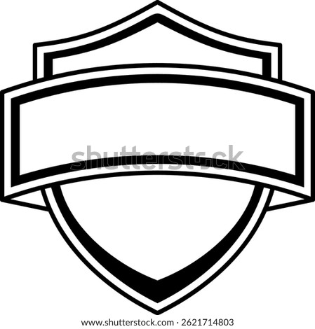 black icon shield with empty ribbon for text or other without background