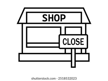 Black icon of shop with closed sign